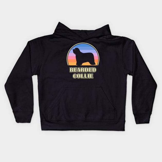 Bearded Collie Vintage Sunset Dog Kids Hoodie by millersye